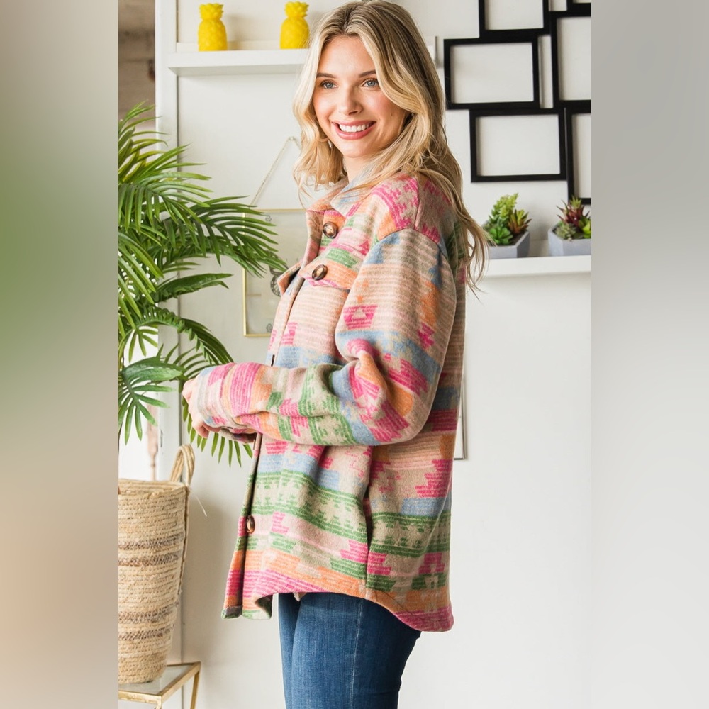 Aztec Print Shacket - Picture 3 of 7